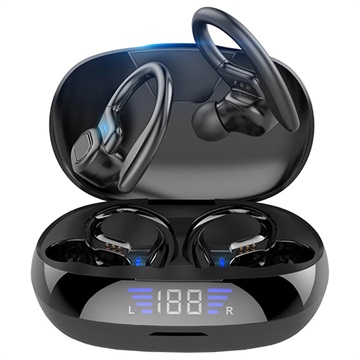 Športové slúchadlá TWS s LED displejom VV2 (Otvorený box vyhovuje) - čierna