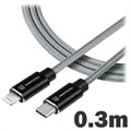 Taktický rýchly nabíjací kábel lana - USB -C/Lightning - 0,3 m