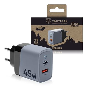 Tactical Microgrid GaN 45W Wall Charger - PD3.0 USB-C, QC3.0 USB-A