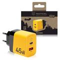 Tactical Microgrid GaN 45W Wall Charger - PD3.0 USB-C, QC3.0 USB-A - Yellow