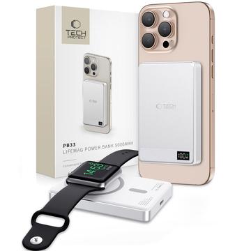 Tech-Protect PB33 LifeMag MagSafe Power Bank 5000mAh - Compact, Wireless Charging, USB-C, LED Display