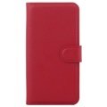 Samsung Galaxy S6 textúrovaný puzdro na peňaženku - červená