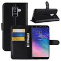 Samsung Galaxy A6+ (2018) Puzdro na peňaženku so stojanom - čierna