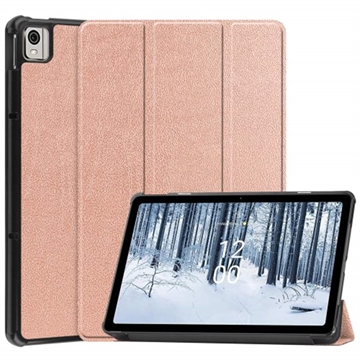 Tri-Fold Séria Nokia T21 Puzdro Smart Folio - Ružové Zlato