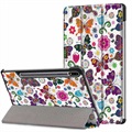 Tri -Fold Series Samsung Galaxy Tab S7 Smart Folio Case - Motýle / kvety