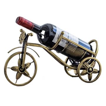 Tricycle-Shaped Decorative Metal Wine Rack - Gold