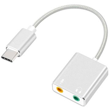 Slúchadlá USB -C / AUX a adaptér mikrofónu - strieborné