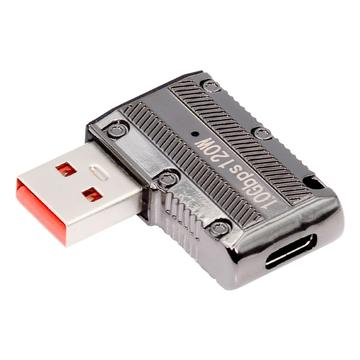 UC-029-TC002 USB 3.1 typ C žena na USB 3.0 typ A muž 90 stupňov ľavý uhol plochý typ 10Gbps dáta 120W napájací adaptér