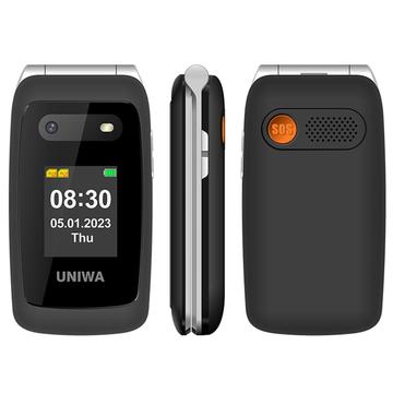 UNIWA V202T 4G Flip Mobile Phone for Elderly - Danish, Finnish, Swedish, English Languages