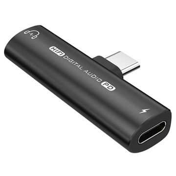 USB -C / 3,5 mm zvukový adaptér s dodávkou napájania 27W - čierna