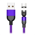 USB2.0 / MicrousB Rotatovateľný magnetický nabíjací kábel 2 m - fialová