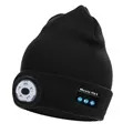 Unisex pletené klobúky Bluetooth s LED svetlom - čierna