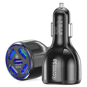 Universal 5XUSB Fast Car Charger - QC3.0 - Čierna