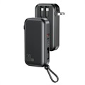 USAMS US-CD172 PB63 Power Bank s káblom 3 v 1-10000 mAh-čierna