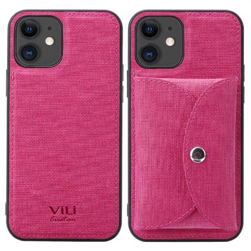 VILI T iPhone 12 mini puzdro s magnetickou peňaženkou - horúca ružová