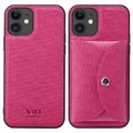 VILI T iPhone 12/12 Pro Case s magnetickou peňaženkou - horúca ružová