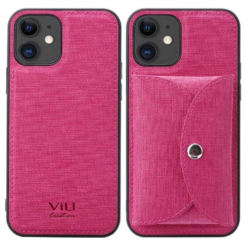 VILI T iPhone 12/12 Pro Case s magnetickou peňaženkou - horúca ružová