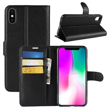 puzdro na peňaženku iPhone XR s magnetickým uzáverom - čierna