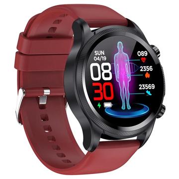 Waterproof Sports Smart Watch with ECG E400 - TPU Strap - Red