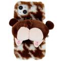 3D Plush Chlpatá zima iPhone 14 Plus TPU Puzdro - Hnedý Corgi
