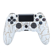 Bezdrôtový herný ovládač Gamepad pre PS4 Herný joystick s reproduktorom a konektorom pre stereo slúchadlá - Biela prasklina