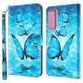 Séria Wonder Series Samsung Galaxy S21 5G Pase Wallet - Blue Butterfly