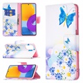 Séria Wonder Series Samsung Galaxy M52 5G Pase Wallet - Blue Butterfly