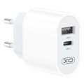 XO L97 Dvojportová Rýchlonabíjačka - USB-A, USB-C (Hromadné vyhovujúce) - Biely