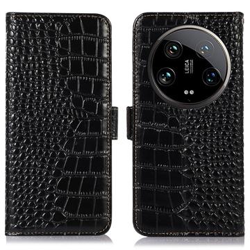 Crocodile Séria Xiaomi 14 Ultra Kožené Puzdro na Peňaženku s RFID