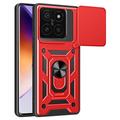 Xiaomi 14T Pro Rotary Ring Hybrid Case with Camera Shield - Red