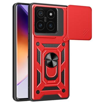 Xiaomi 14T Pro Rotary Ring Hybrid Case with Camera Shield - Red