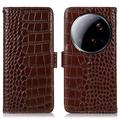 Crocodile Séria Xiaomi 15 Ultra Kožené Puzdro na Peňaženku s RFID