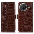 Crocodile Séria Xiaomi Poco F7 Pro Kožené Puzdro na Peňaženku s RFID