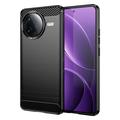 Xiaomi Redmi K80/Poco F7 Pro Puzdro z Brúseného TPU - Uhlíkové Vlákno - Čierne