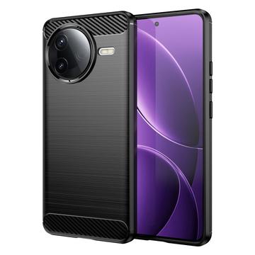Xiaomi Redmi K80/Poco F7 Pro Puzdro z Brúseného TPU - Uhlíkové Vlákno - Čierne