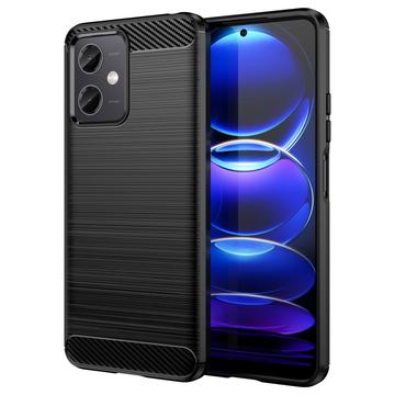 Xiaomi Redmi Note 12/Poco X5 Puzdro z Brúseného TPU - Uhlíkové Vlákno - Čierne