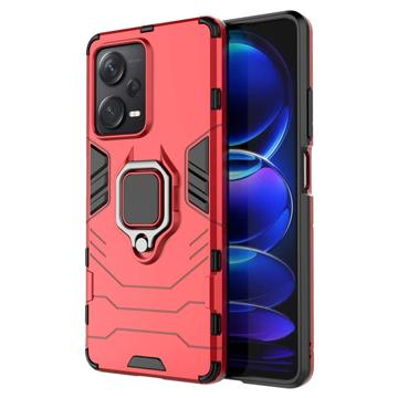 Xiaomi Redmi Note 12 Pro+ Hybridné Puzdro s Držiakom Prsteňa - Červená