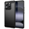 Xiaomi Redmi Note 14 4G Puzdro z Brúseného TPU - Uhlíkové Vlákno - Čierne