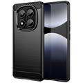 Xiaomi Redmi Note 14 Pro 4G Puzdro z Brúseného TPU - Uhlíkové Vlákno - Čierne