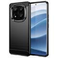 Xiaomi Redmi Note 14 Pro+ 5G Puzdro z Brúseného TPU - Uhlíkové Vlákno - Čierne
