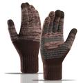 Y0046 1 pár mužov Zimné pletené vetruodolné teplé rukavice s dotykovou obrazovkou s elastickou manžetou - káva