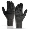 Y0046 1 pár mužov Zimné pletené vetruodolné teplé rukavice s dotykovou obrazovkou s elastickou manžetou - tmavo šedá
