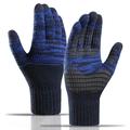 Y0046 1 pár mužov Zimné pletené vetruodolné teplé rukavice s dotykovou obrazovkou s elastickou manžetou - námornícka modrá