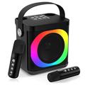 YS307 Home Karaoke Bluetooth Speaker RGB Light Loudspeaker with 2 Microphones