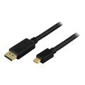 DELTACO Mini DisplayPort samec -> DisplayPort samec - 3m - Čierny