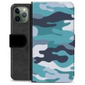 iPhone 11 Pro prémiové puzdro na peňaženku - Modrá kamufláž