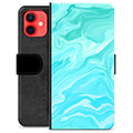 iPhone 12 mini prémiové puzdro na peňaženku - Modrý mramor