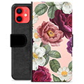 iPhone 12 mini prémiové puzdro na peňaženku - Romantické kvety