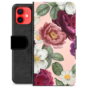 iPhone 12 mini prémiové puzdro na peňaženku - Romantické kvety