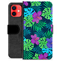 iPhone 12 mini prémiové puzdro na peňaženku - Tropický kvet